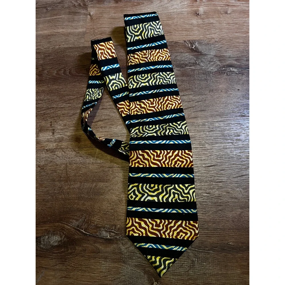Muhammad Ali‎ Signature Collection Tie Black Gold Silk Excellent Wearable Art